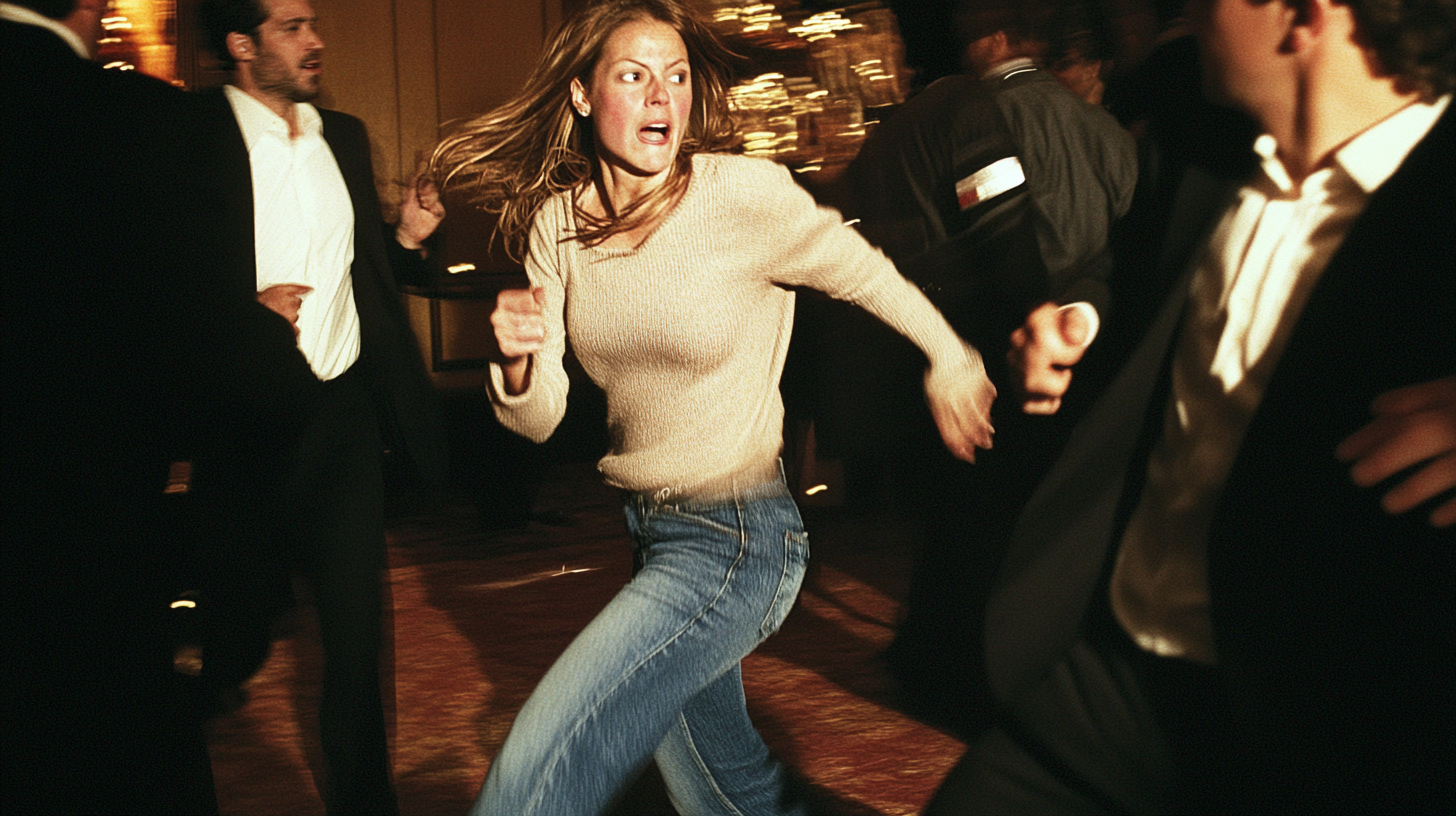 Femme s'enfuyant de la fête | Source : Midjourney