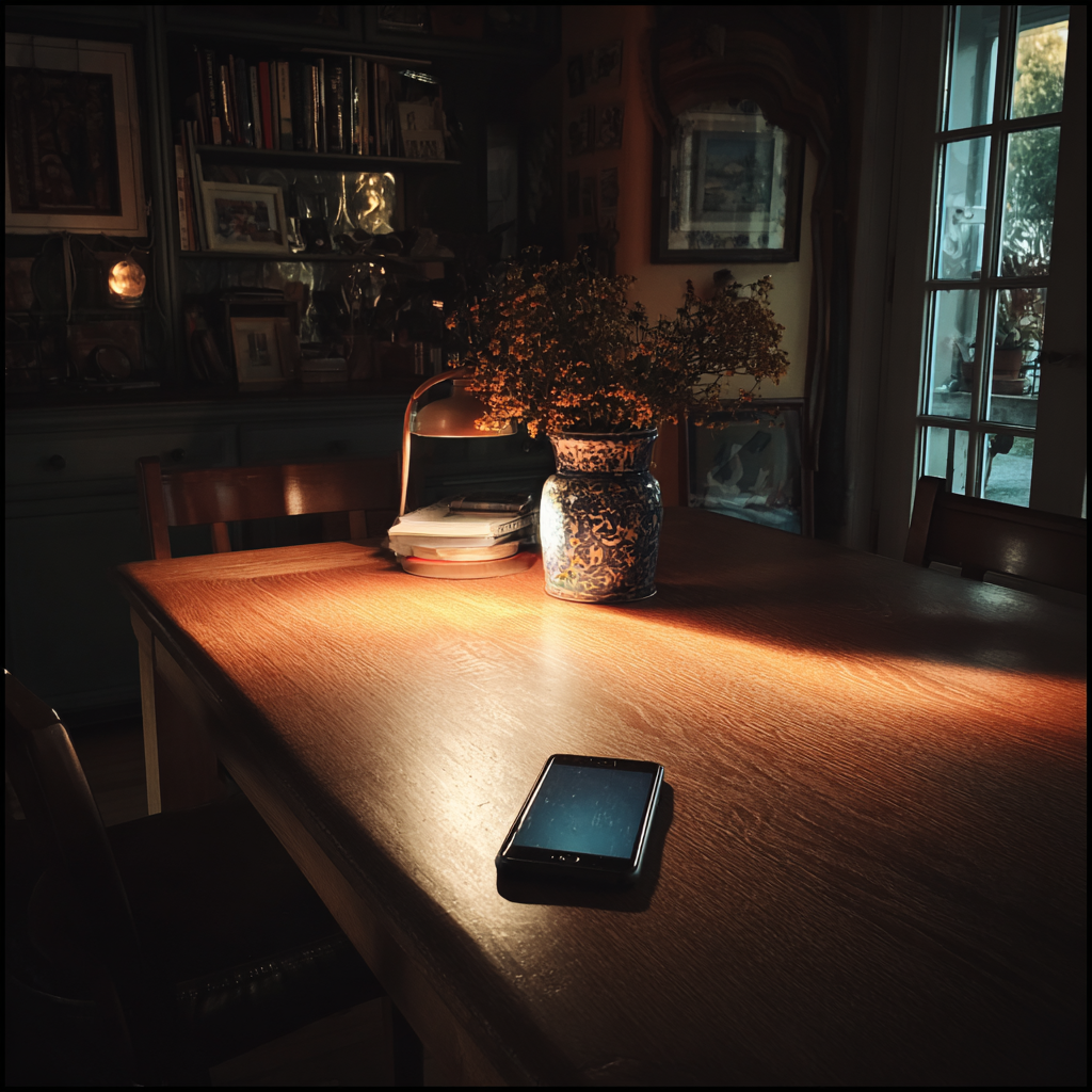 Un téléphone portable sur une table | Source : Midjourney