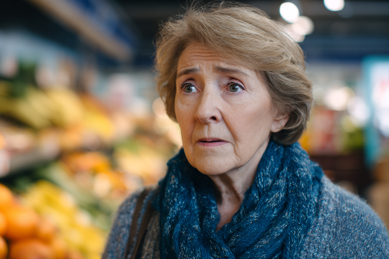 Une femme âgée dans un supermarché | Source : Midjourney