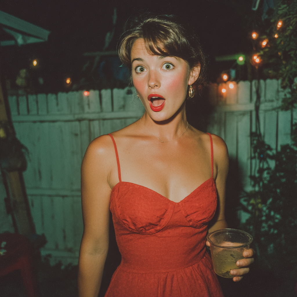 Une femme choquée tenant un verre | Source : Midjourney