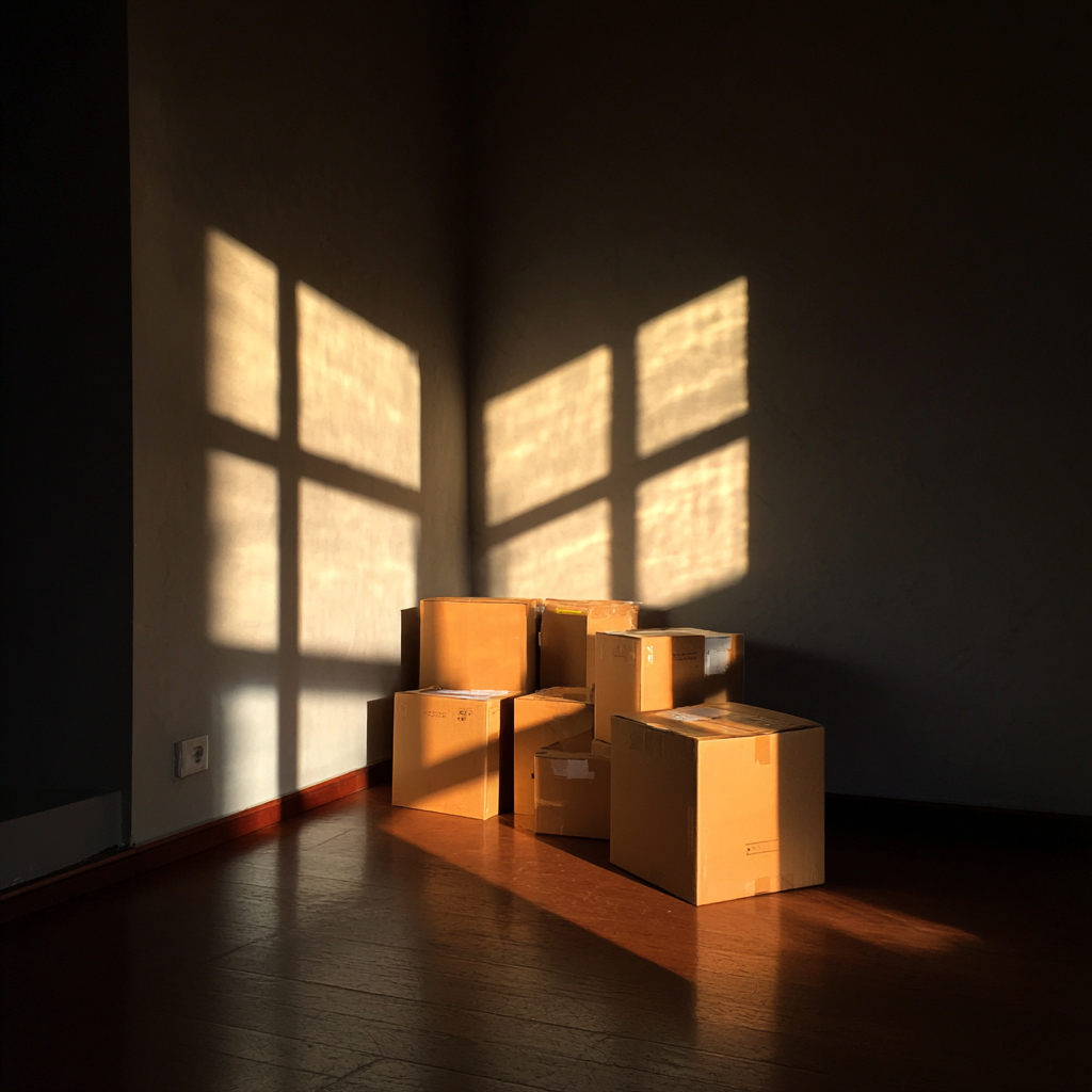 Des cartons dans un appartement vide | Source : Midjourney