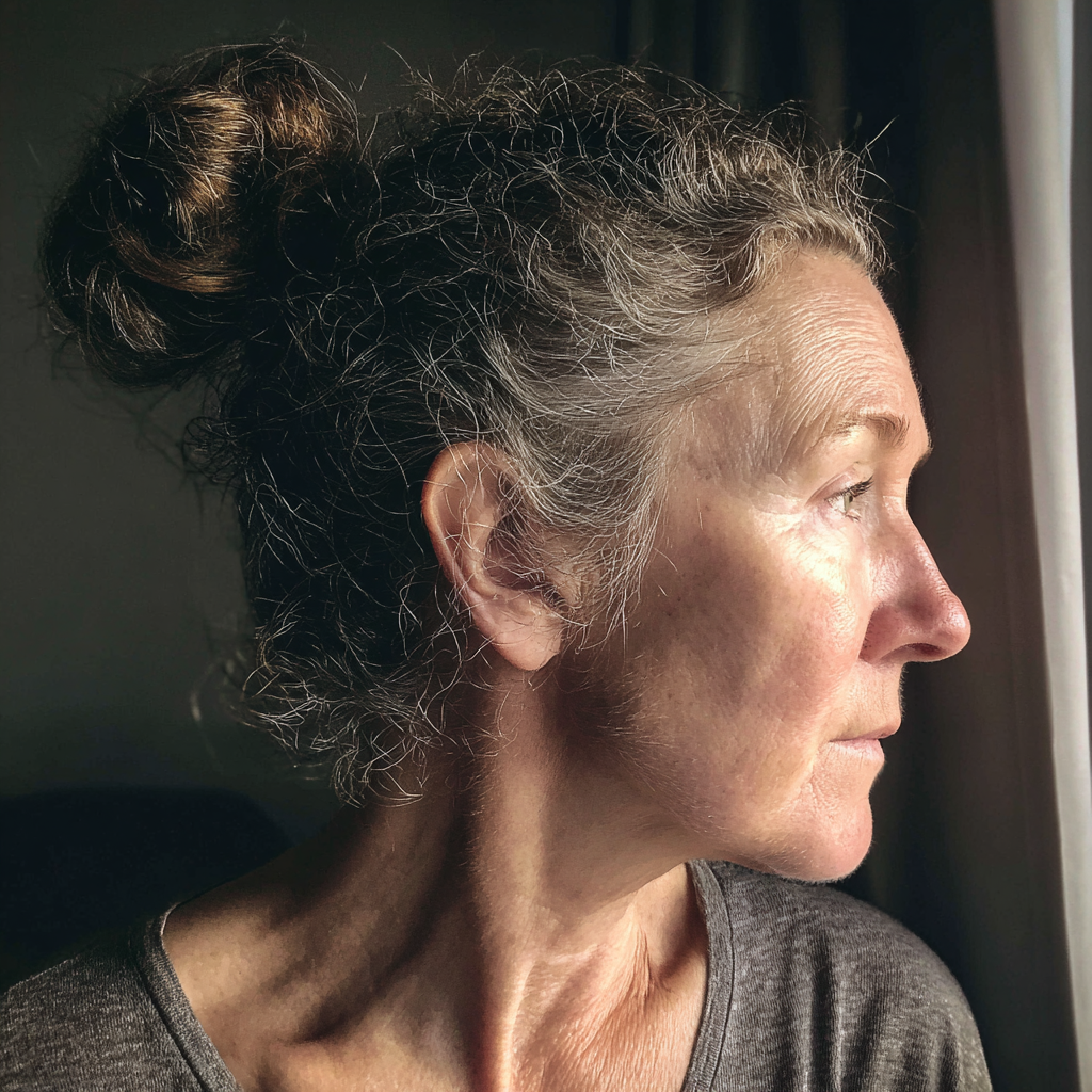 Une femme pensive regardant par la fenêtre | Source : Midjourney