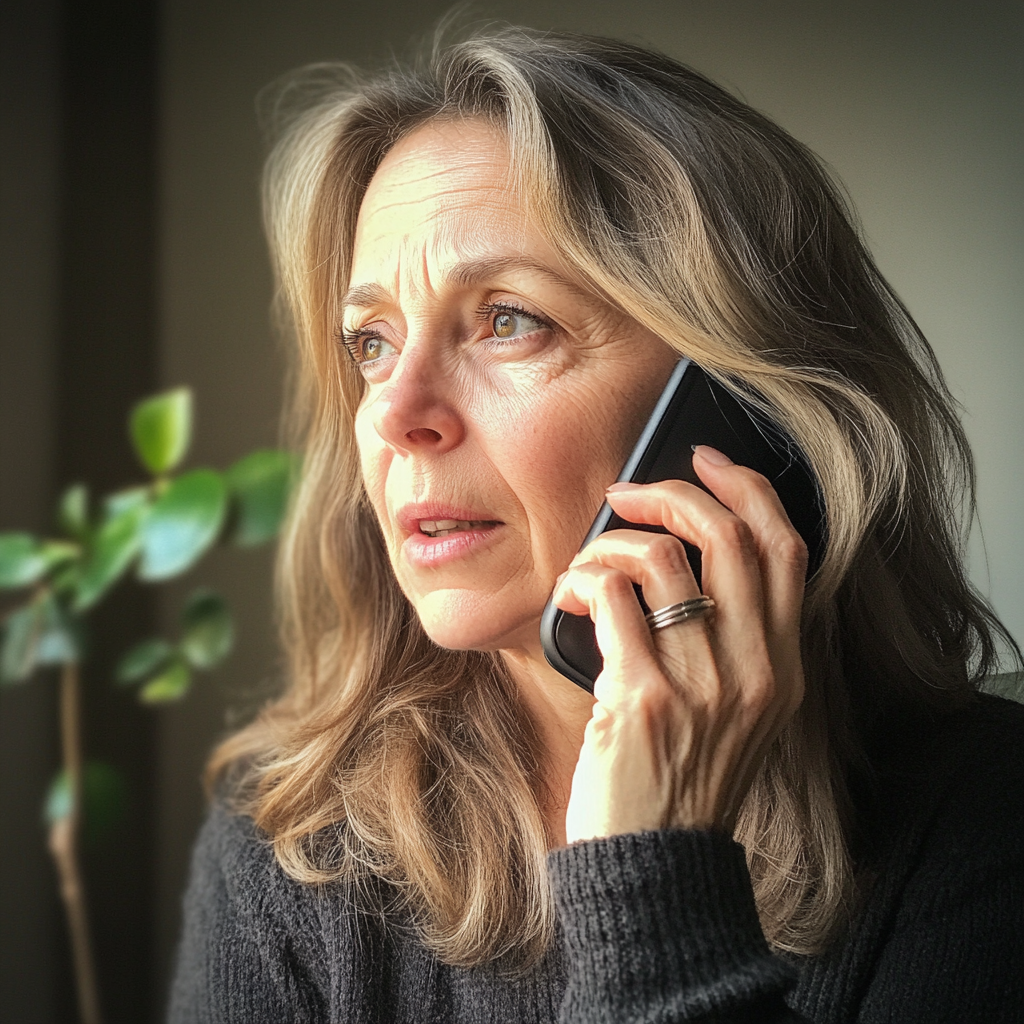 Une femme âgée qui parle au téléphone | Source : Midjourney