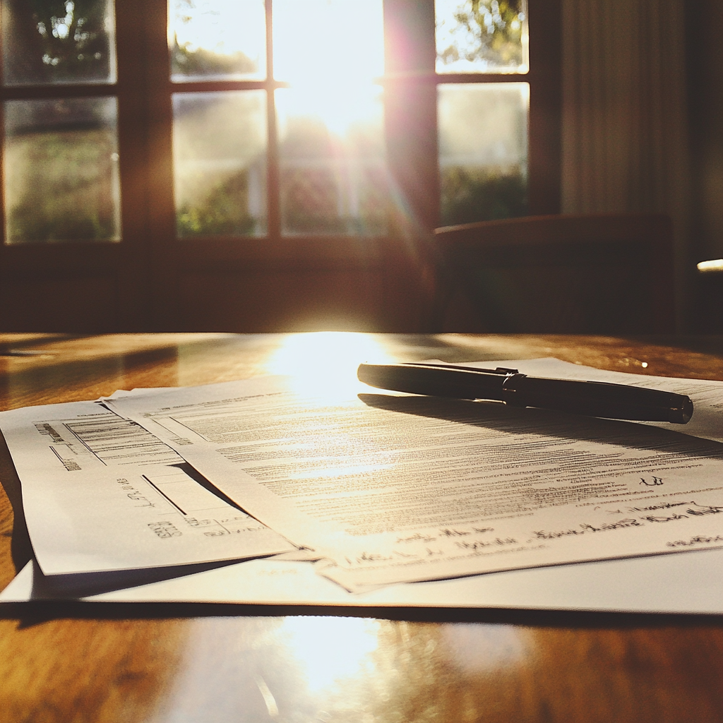 Des papiers de divorce sur une table | Source : Midjourney