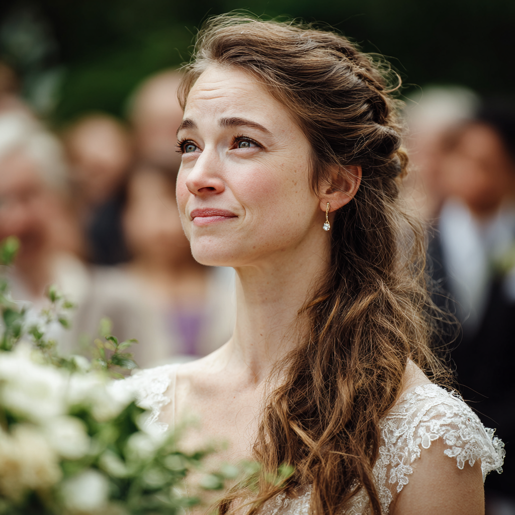 Une mariée à l'air ému | Source : Midjourney