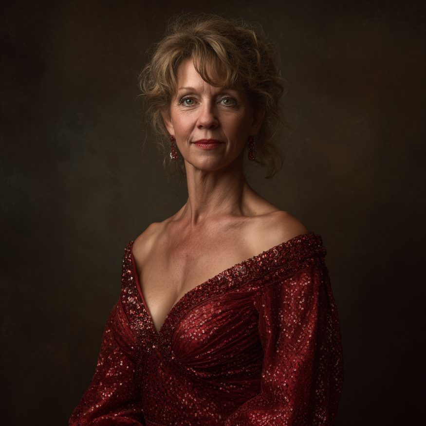 Une femme en robe rouge | Source : Midjourney