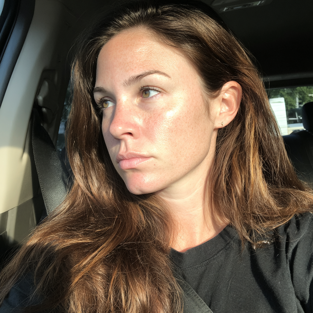 Une femme pensive assise dans une voiture | Source : Midjourney