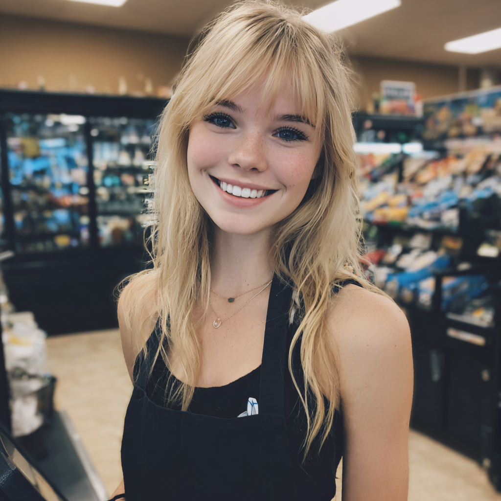 Une jeune femme travaillant dans une épicerie | Source : Midjourney