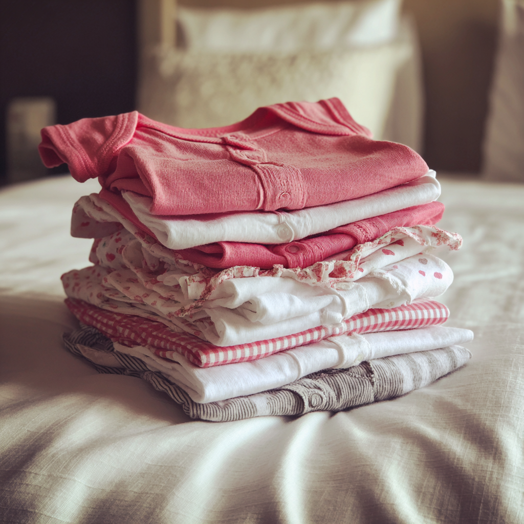Une pile de vêtements de bébé | Source : Midjourney