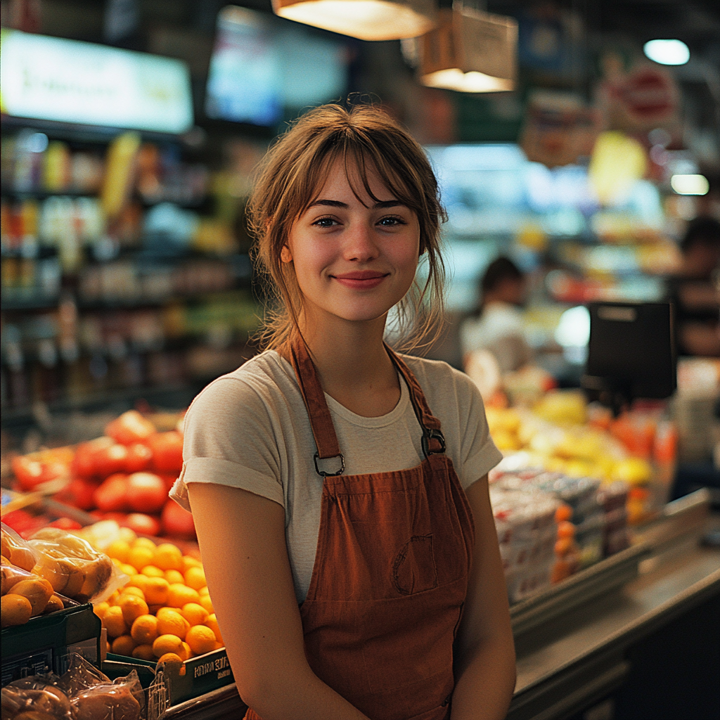 Une caissière heureuse et fière | Source : Midjourney