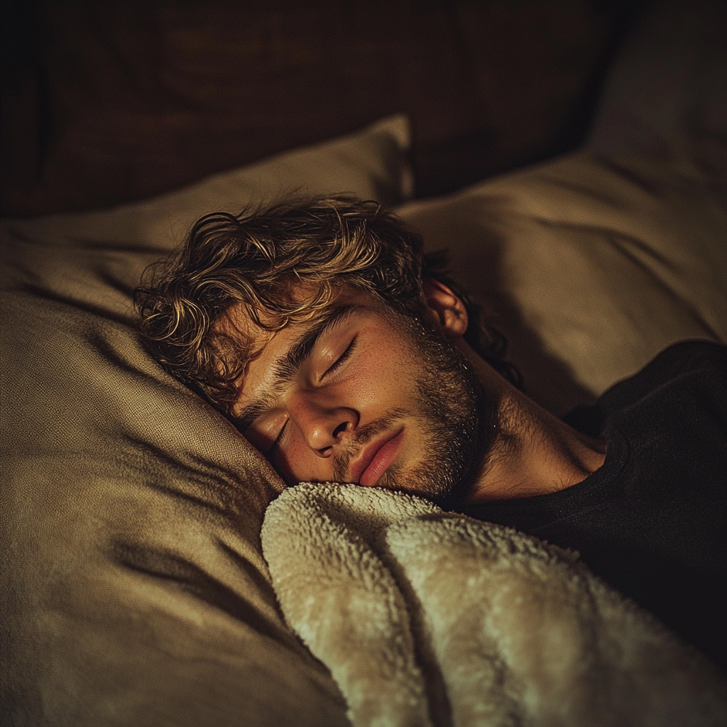 Un homme qui dort sur un canapé | Source : Midjourney