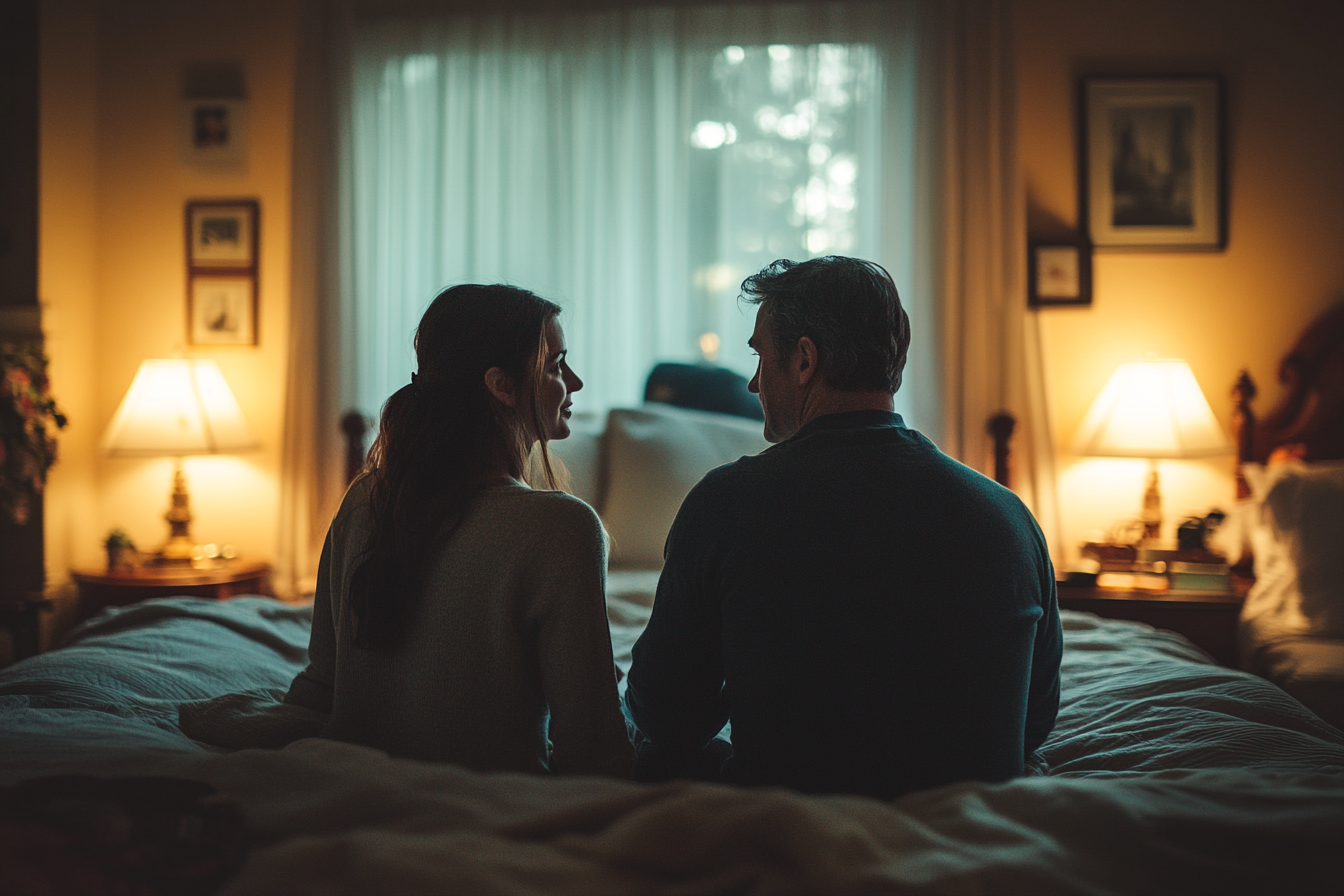 Un couple qui discute dans leur chambre à coucher | Source : Midjourney