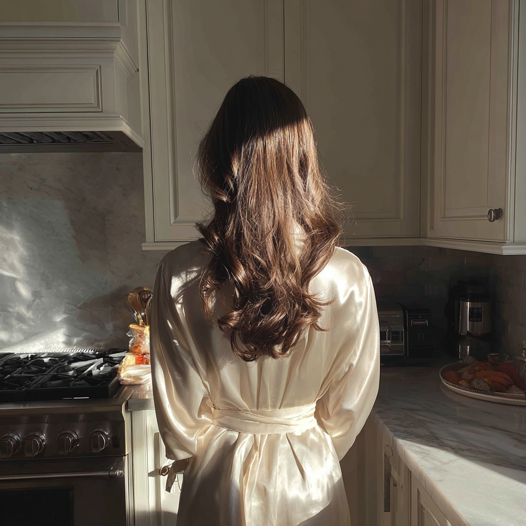 Une femme debout dans une cuisine | Source : Midjourney