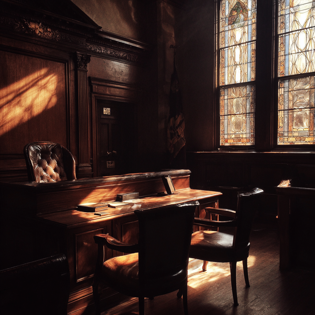 L'intérieur d'une petite salle d'audience | Source : Midjourney
