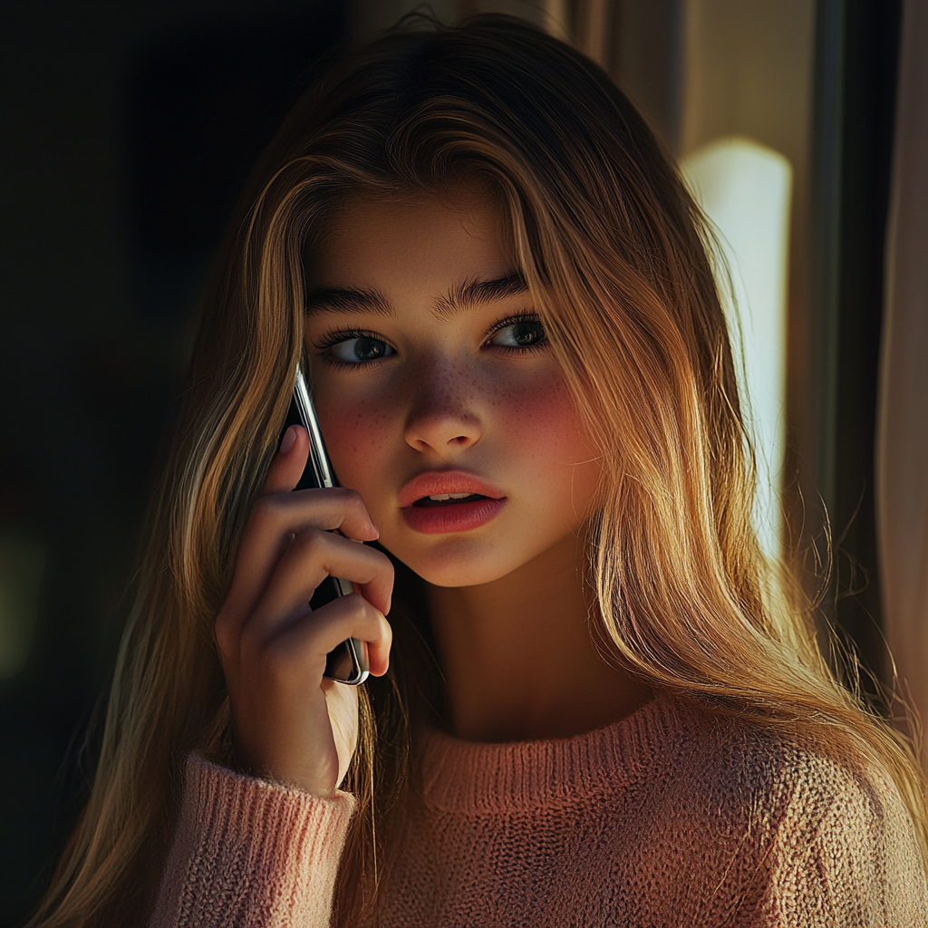 Une adolescente engagée dans un appel téléphonique | Source : Midjourney