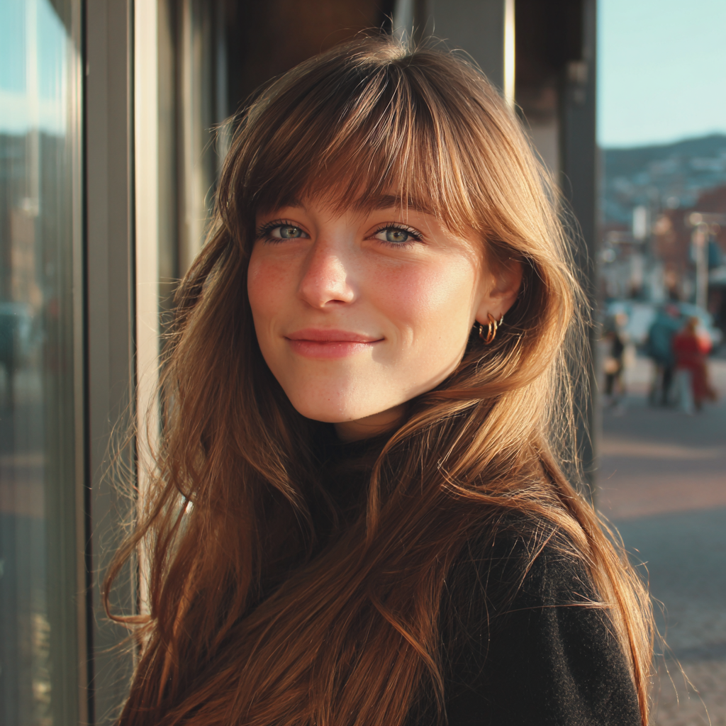 Une femme souriante se tenant à l'extérieur | Source : Midjourney