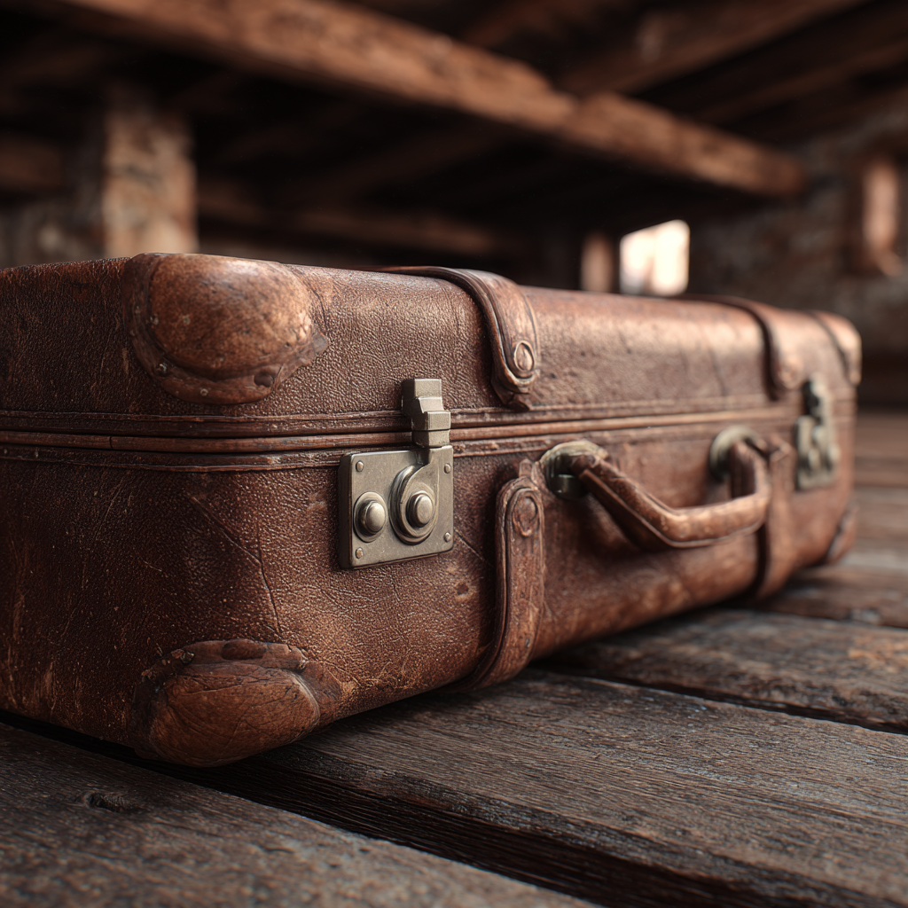 Une valise en cuir marron posée dans un grenier | Source : Midjourney