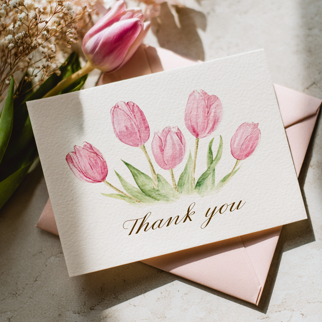 Une carte de remerciement sur une table | Source : Midjourney