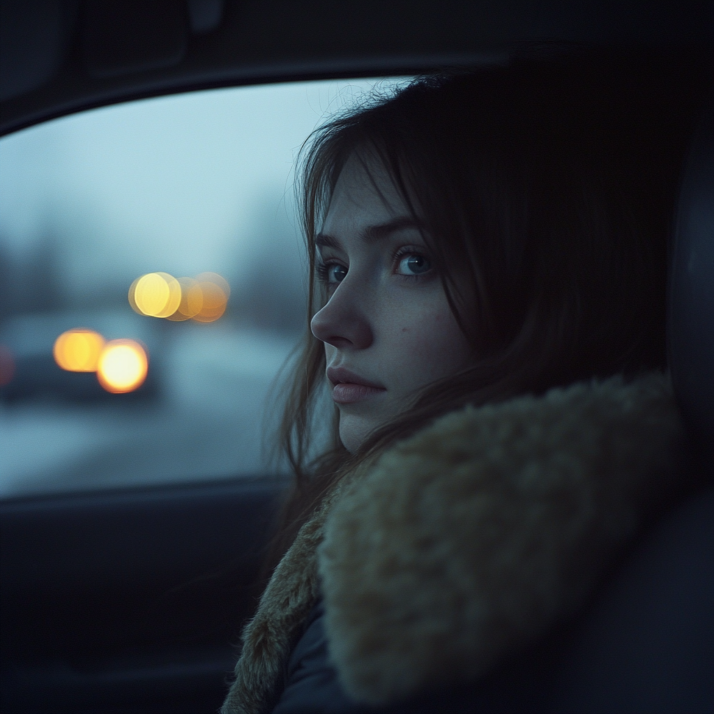 Une femme nerveuse dans une voiture | Source : Midjourney