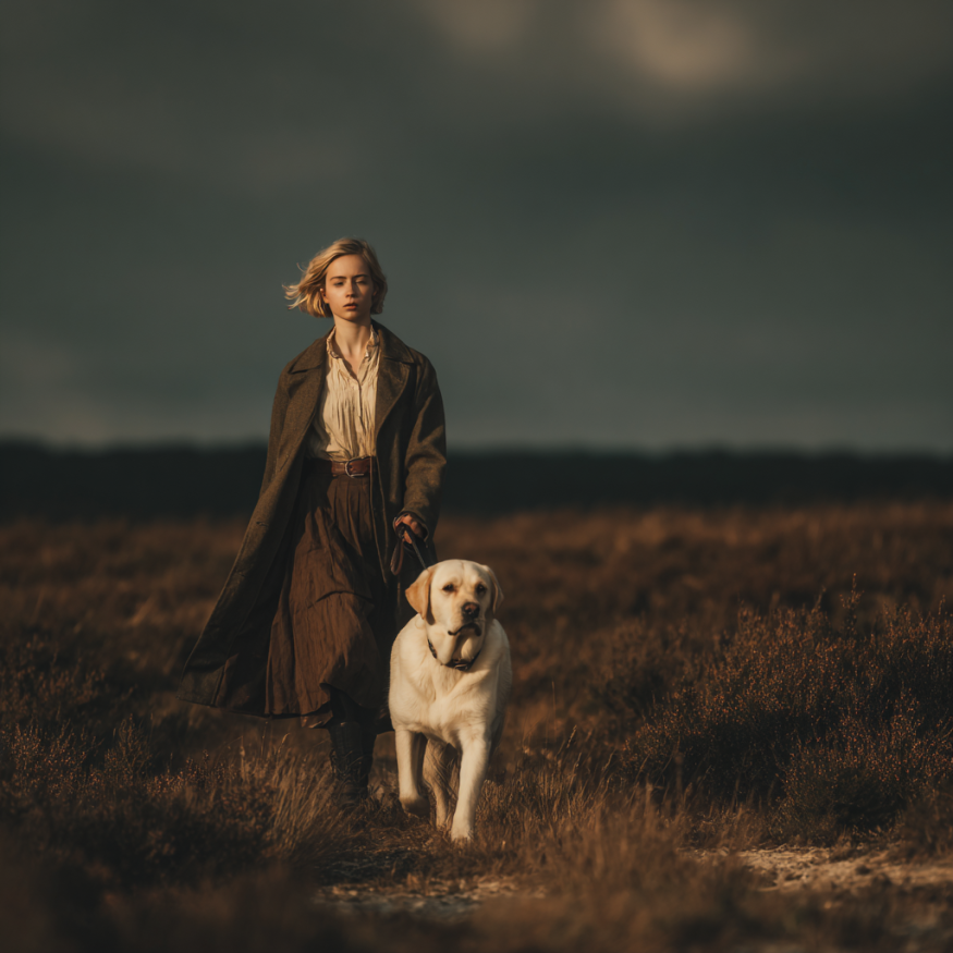 Une femme promenant son chien | Source : Midjourney