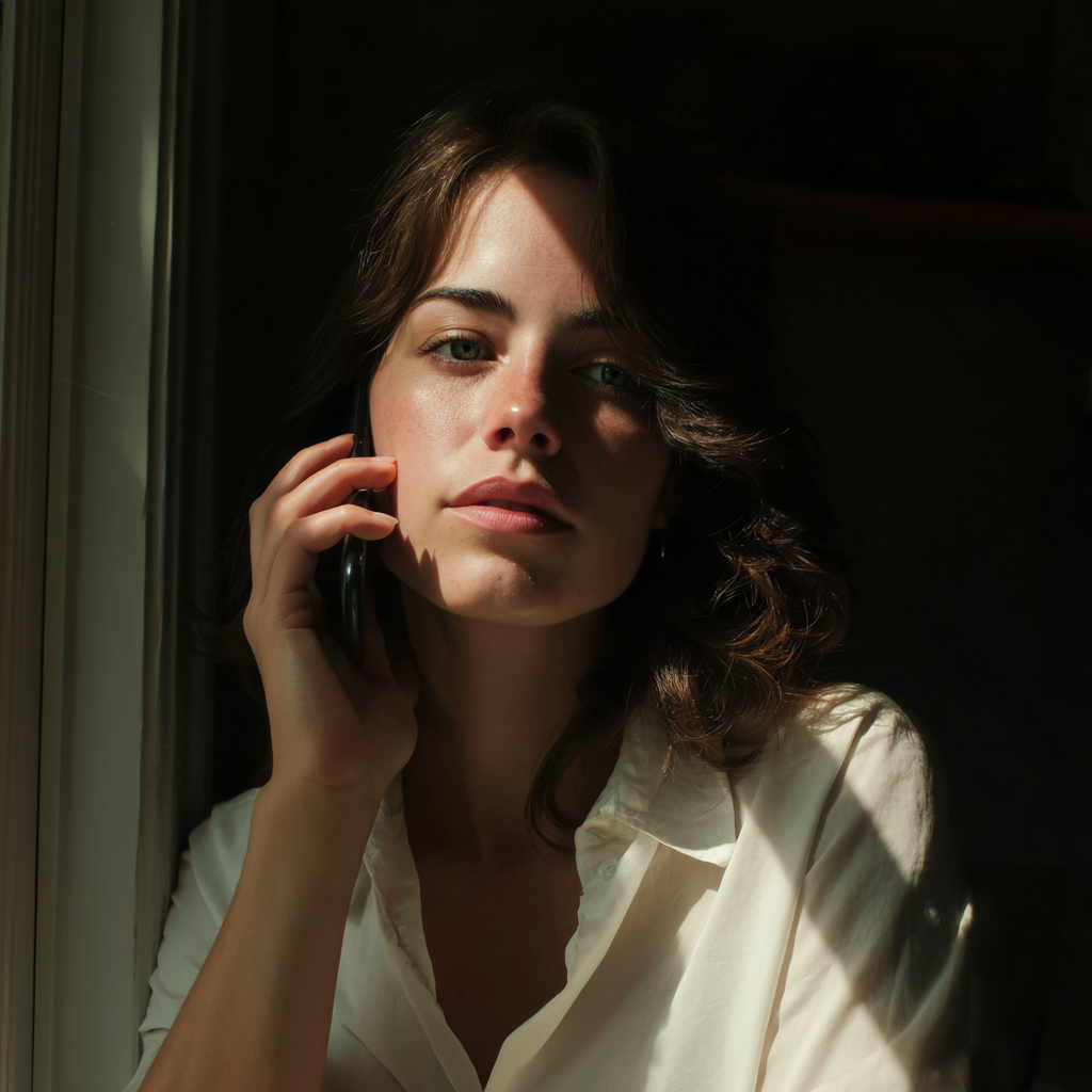 Une femme qui parle au téléphone | Source : Midjourney