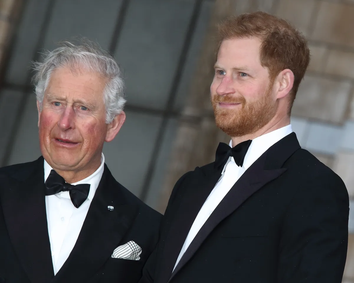 Le prince Harry avec le roi Charles III lors de la première mondiale de Our Planet de Netflix au Musée d'histoire naturelle, à Kensington, le 4 avril 2019 | Source : Getty Images