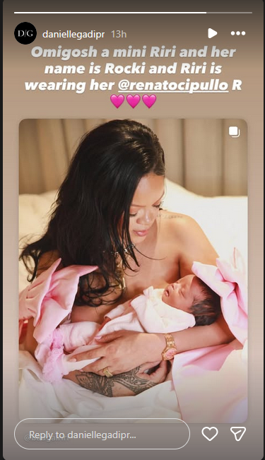 Danielle Greenblatt s'extasie devant le collier que Rihanna porte, extrait d'un post partagé sur sa Story Instagram le 25 septembre 2025 | Source : Instagram/daniellegadipr