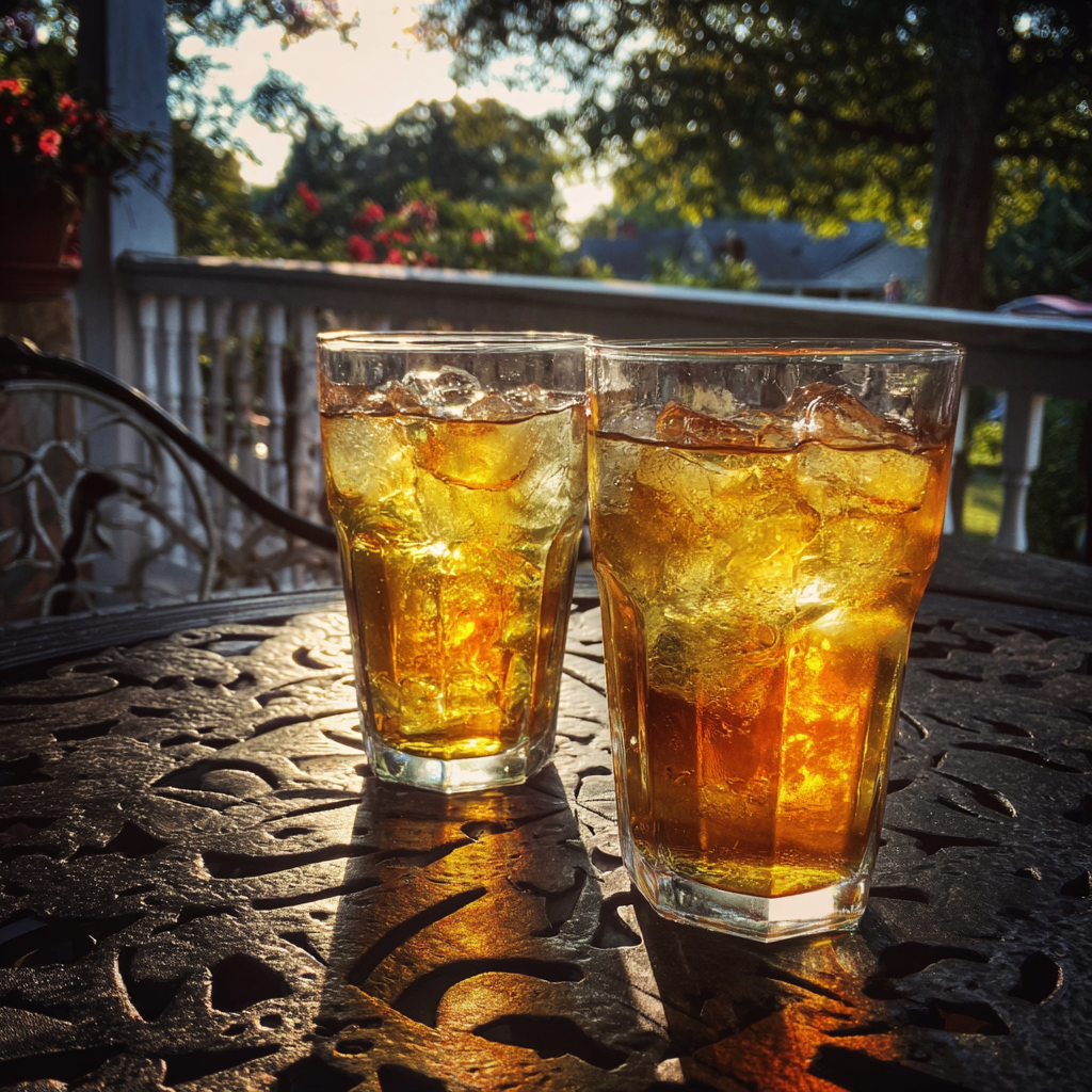 Deux verres de thé glacé sur une table | Source : Midjourney