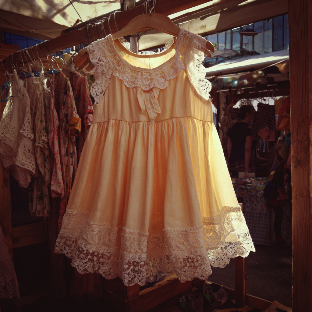 Une robe jaune avec une garniture en dentelle | Source : Midjourney