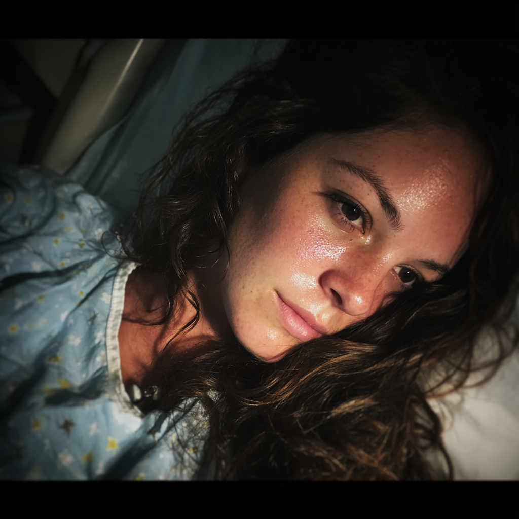 Une femme penchée sur le côté dans un lit d'hôpital | Source : Midjourney