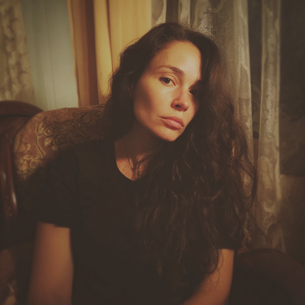 Une femme fatiguée assise sur un canapé | Source : Midjourney