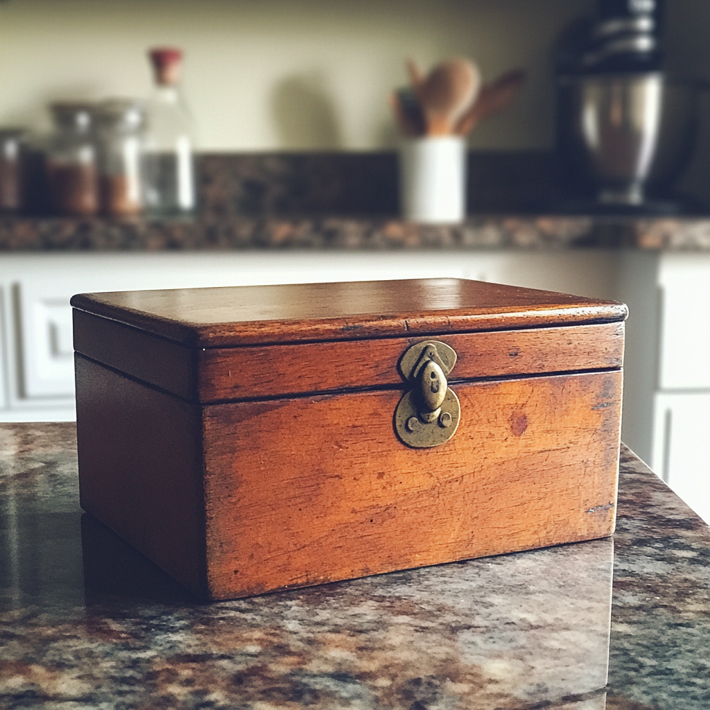 Une boîte en bois sur un comptoir de cuisine | Source : Midjourney