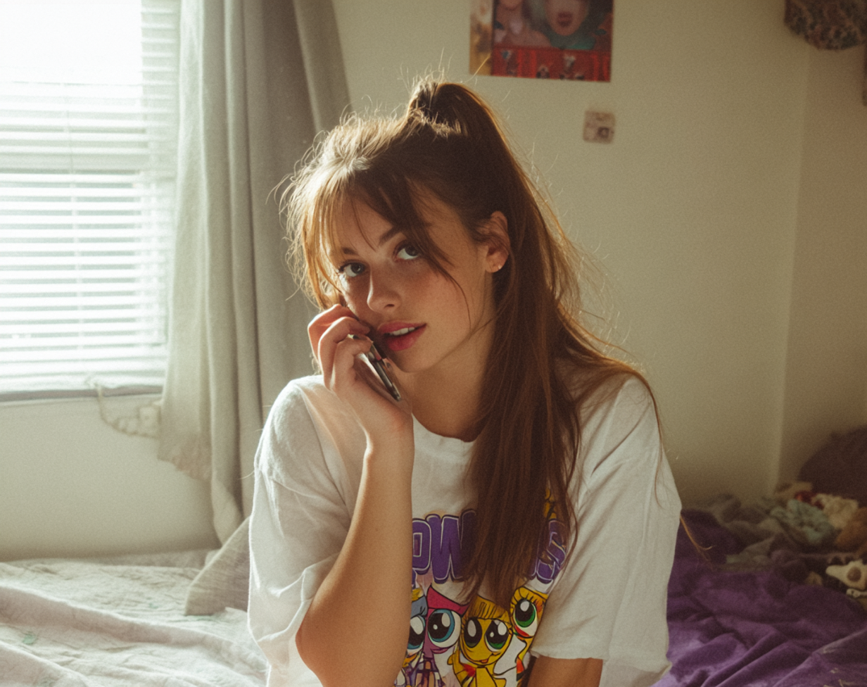 Une adolescente au téléphone | Source : Midjourney