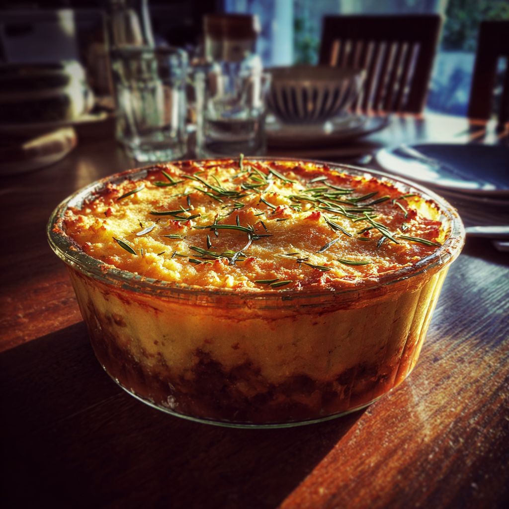 Une tarte dans un plat en verre | Source : Midjourney