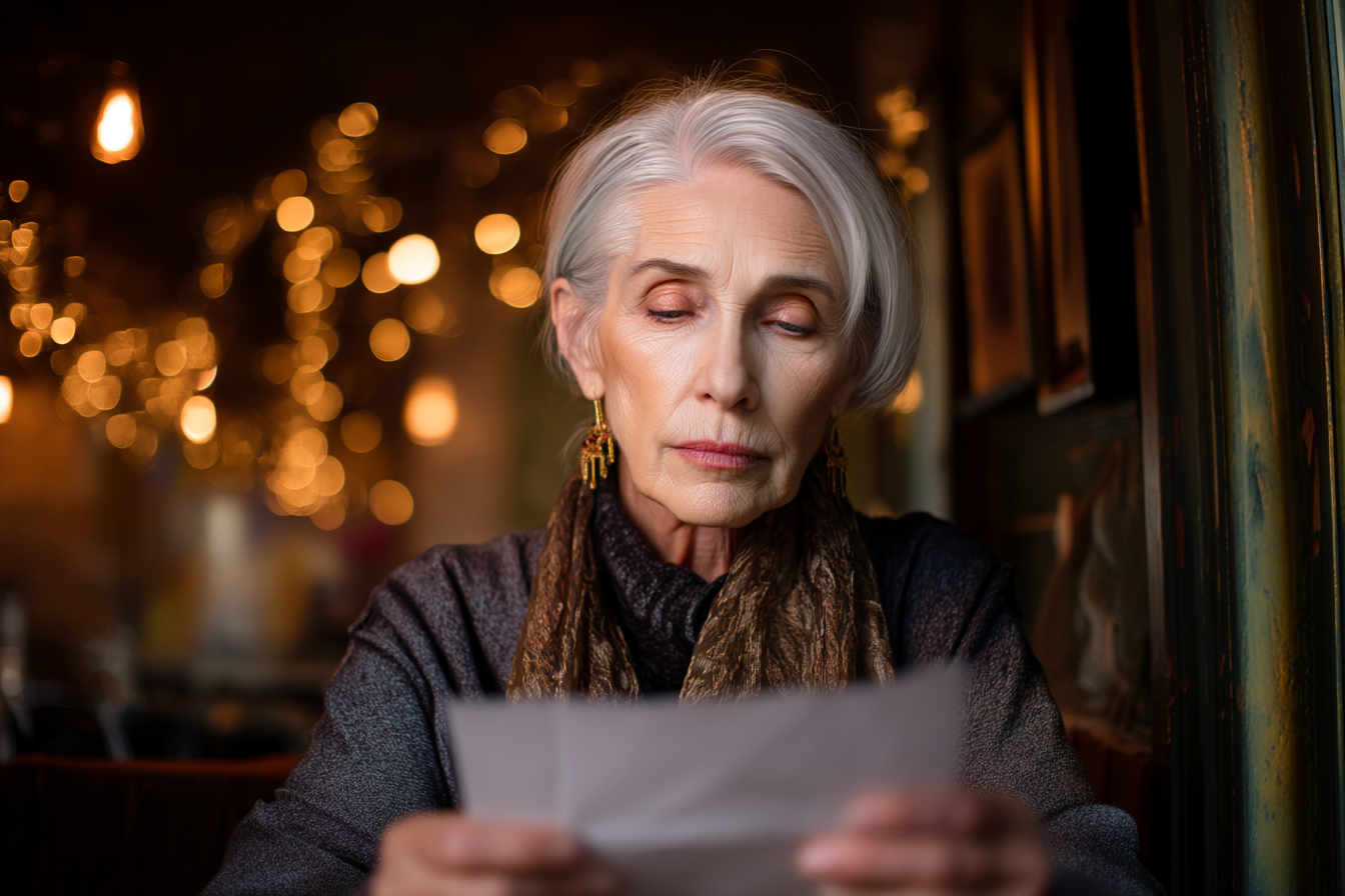 Une femme lisant une lettre | Source : Midjourney