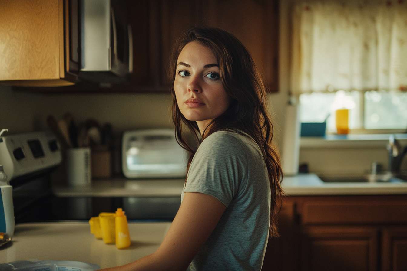 Une femme dans une cuisine qui regarde quelqu'un | Source : Midjourney