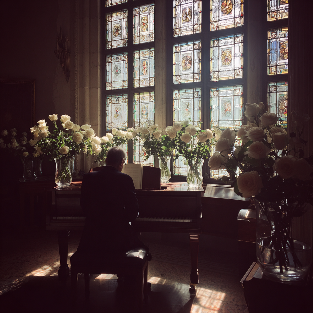 Un pianiste assis devant un piano | Source : Midjourney