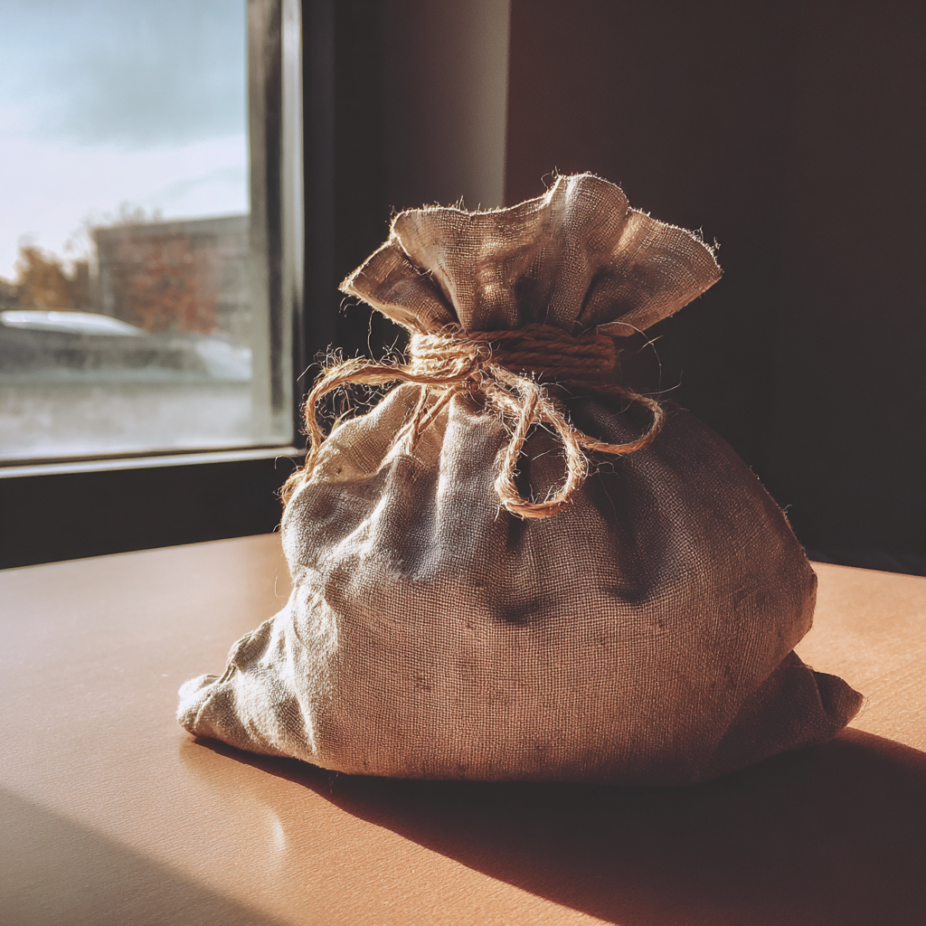 Un sac en tissu sur une table | Source : Midjourney