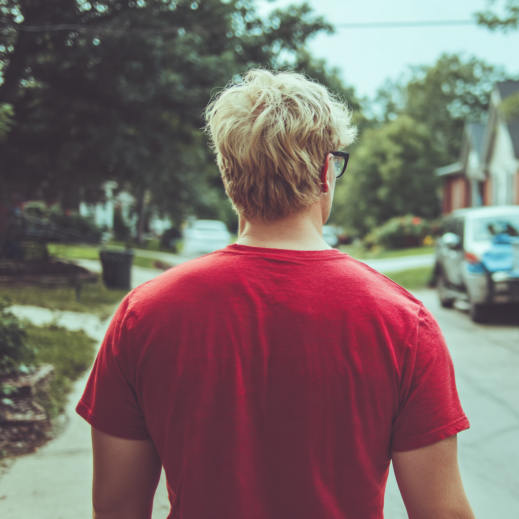 Un homme marchant sur un trottoir | Source : Midjourney