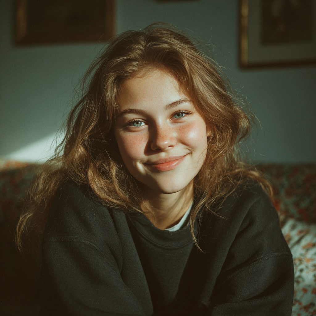 Une fille heureuse souriante | Source : Midjourney