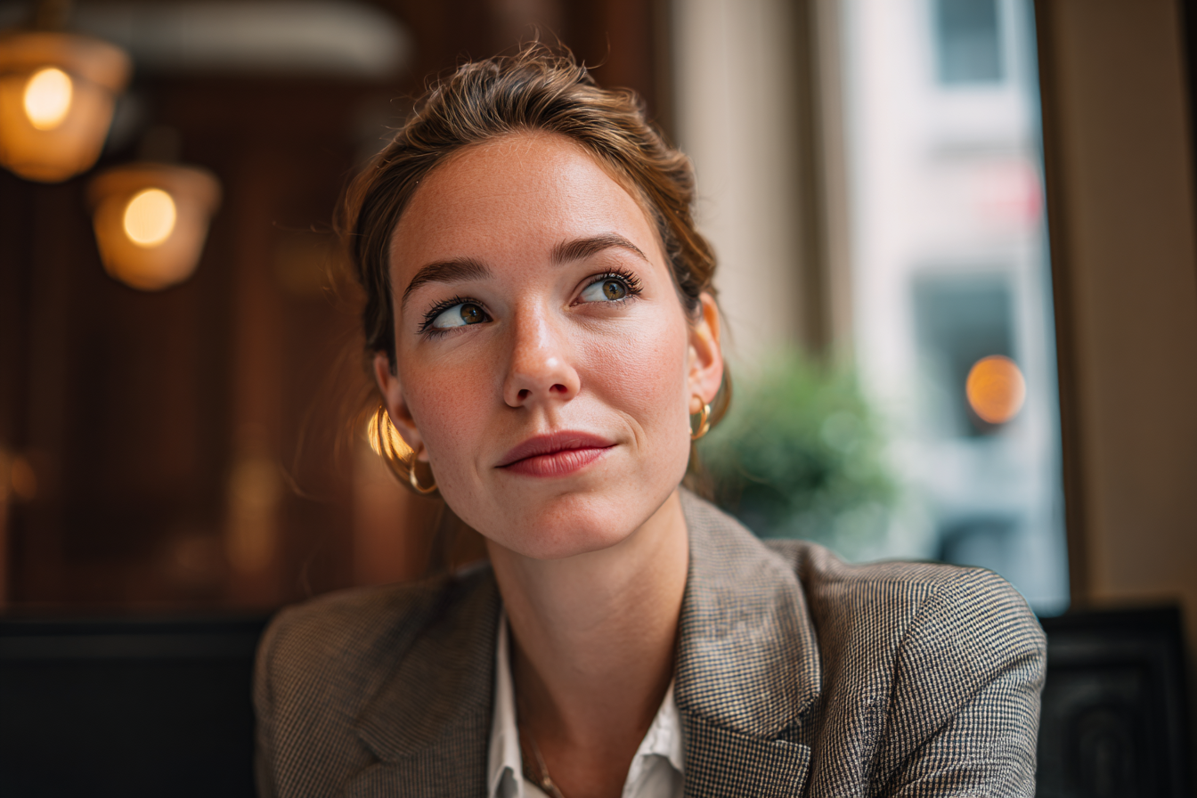 Une femme assise dans un restaurant | Source : Midjourney