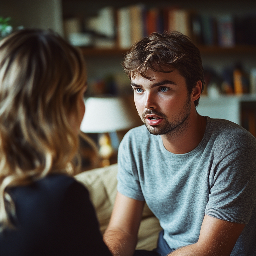 Un homme discute de quelque chose avec une femme | Source : Midjourney