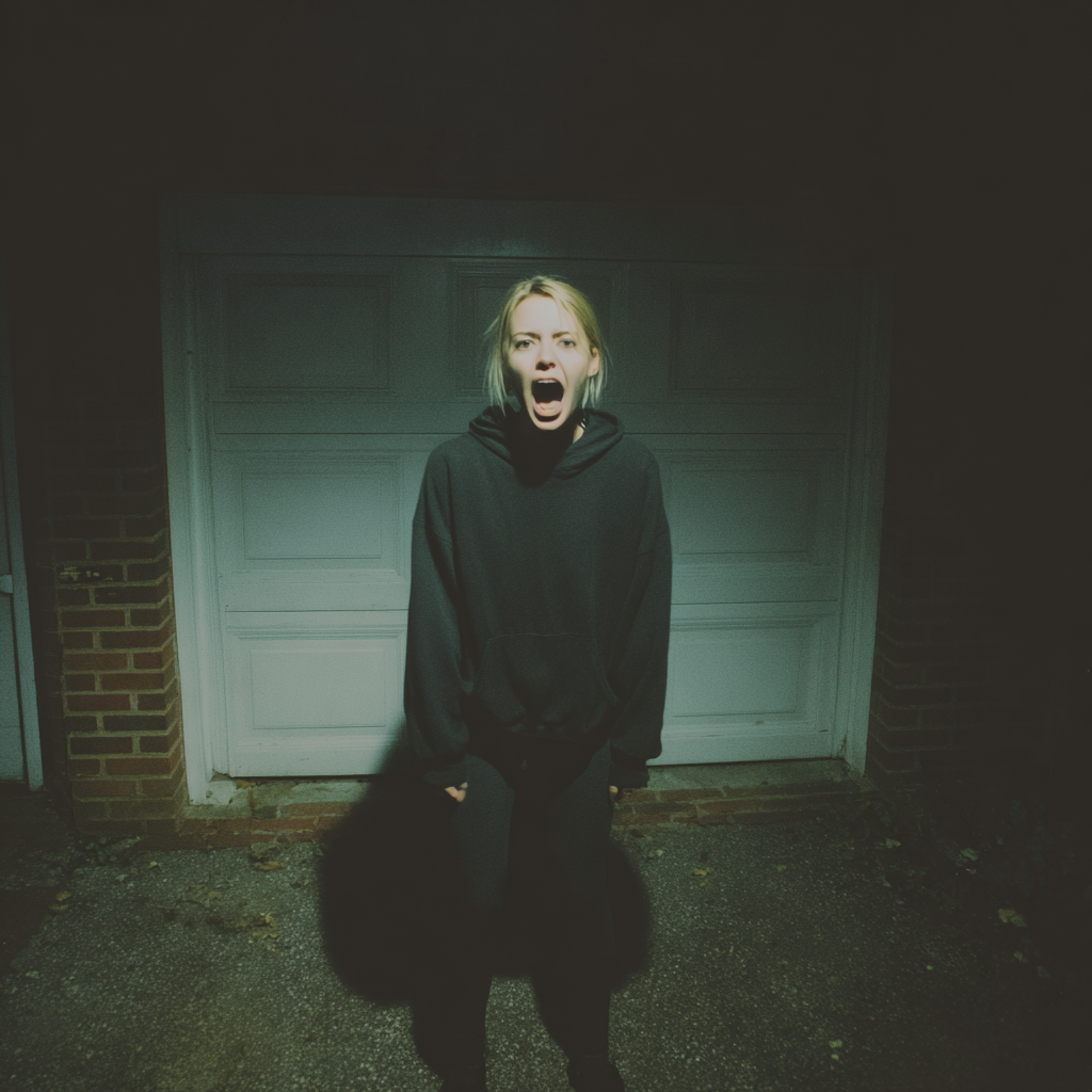 Une femme criant vêtue de noir | Source : Midjourney