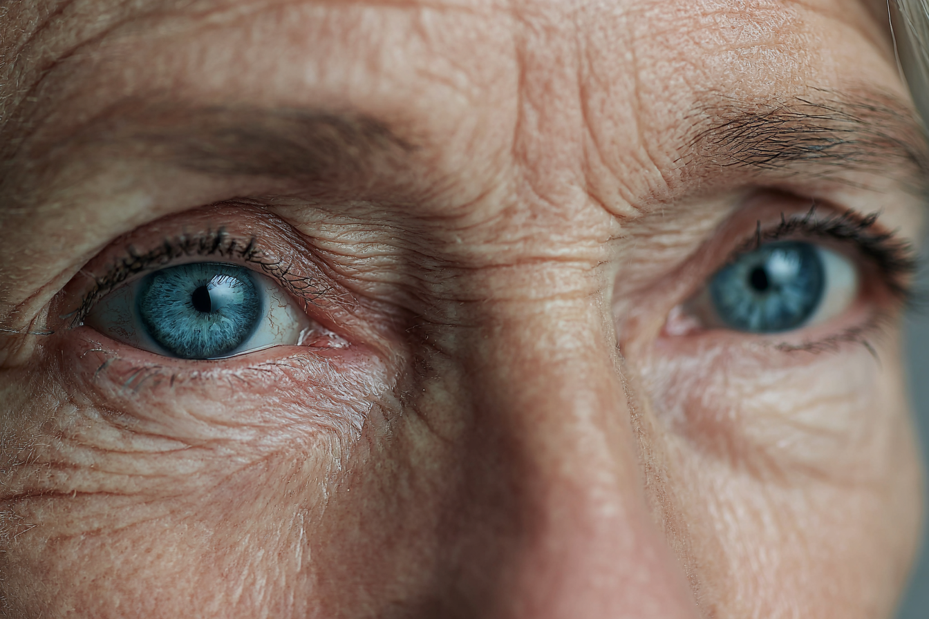 Une femme âgée aux yeux bleus | Source : Midjourney