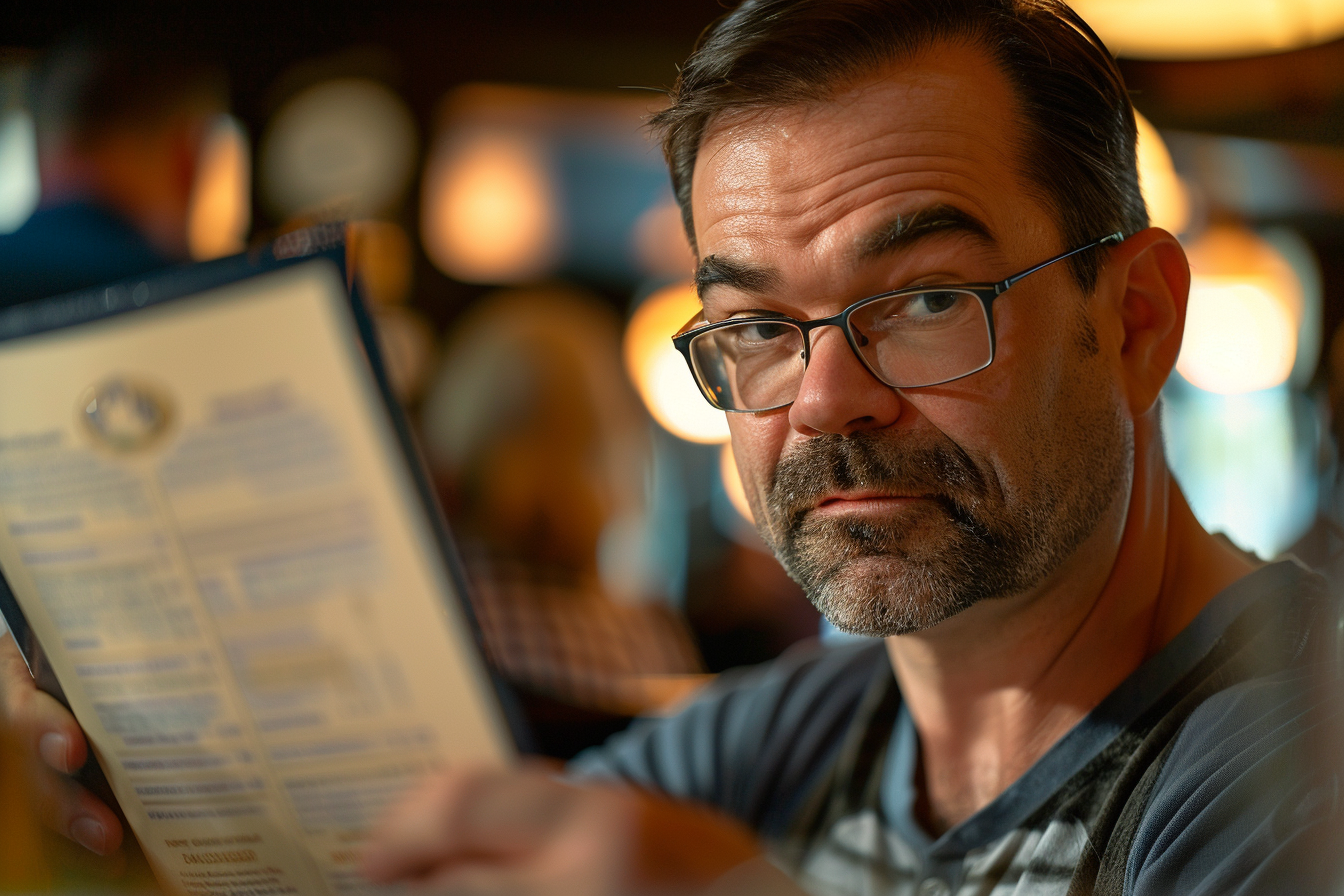Un homme à l'air furieux dans un restaurant | Source : Midjourney