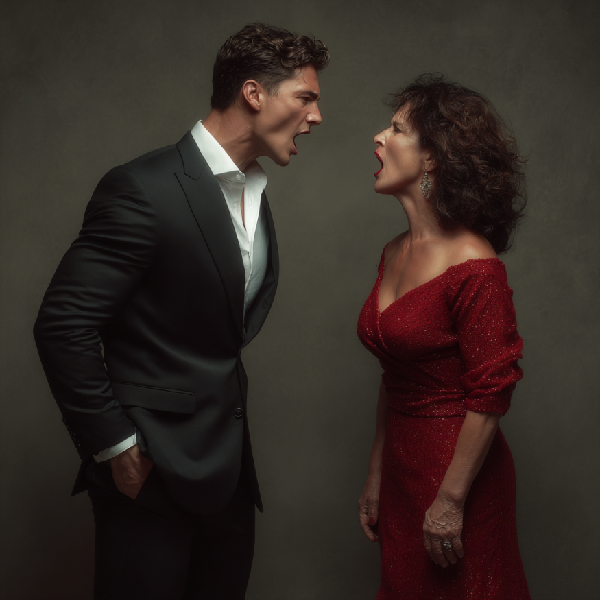 Un homme et sa mère en train de se disputer | Source : Midjourney