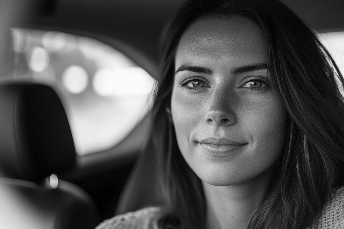 Une femme assise dans une voiture | Source : Midjourney