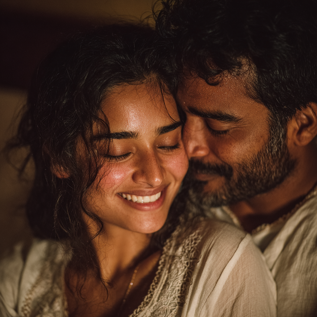 Un couple heureux qui se fait des câlins | Source : Midjourney