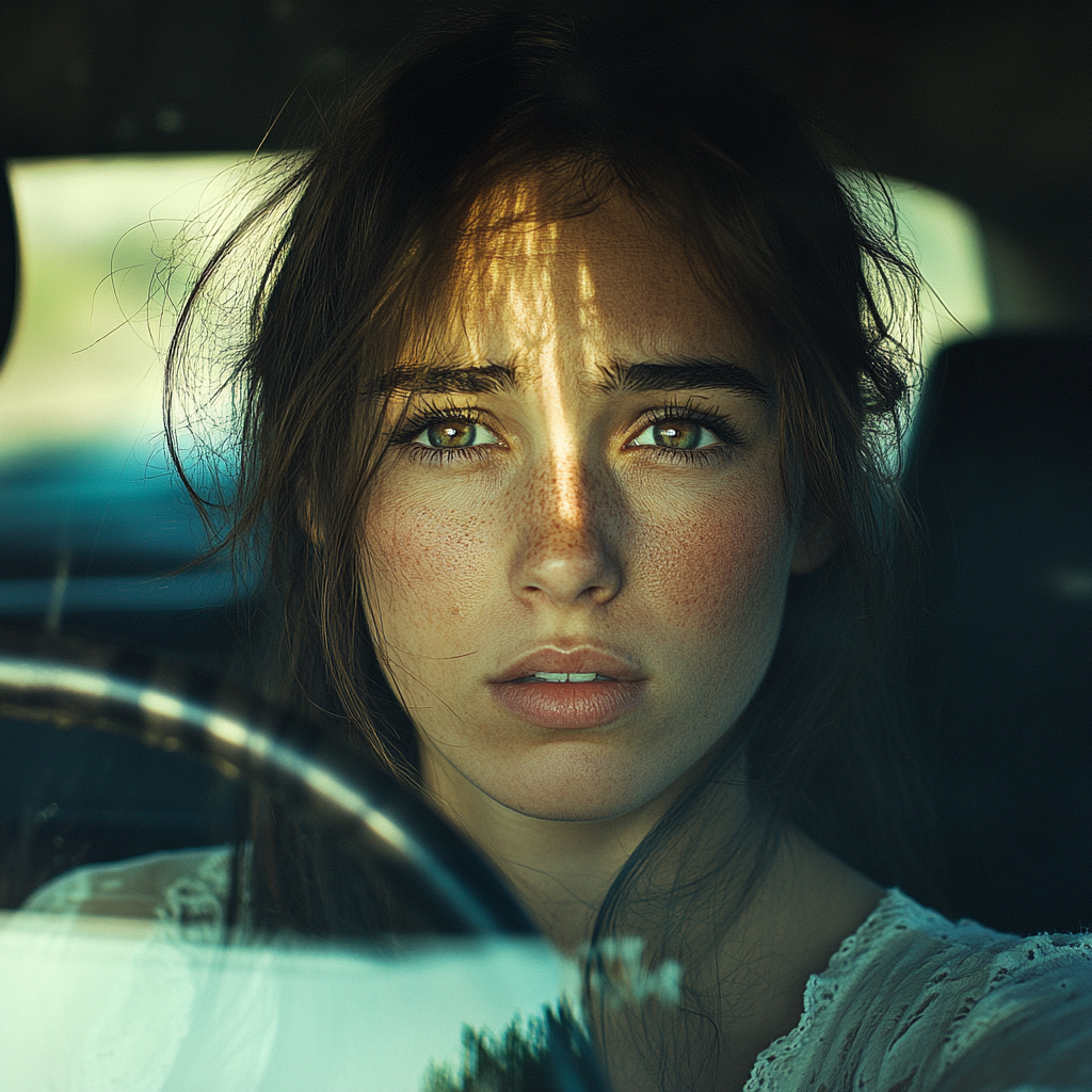 Une femme conduisant nerveusement | Source : Midjourney