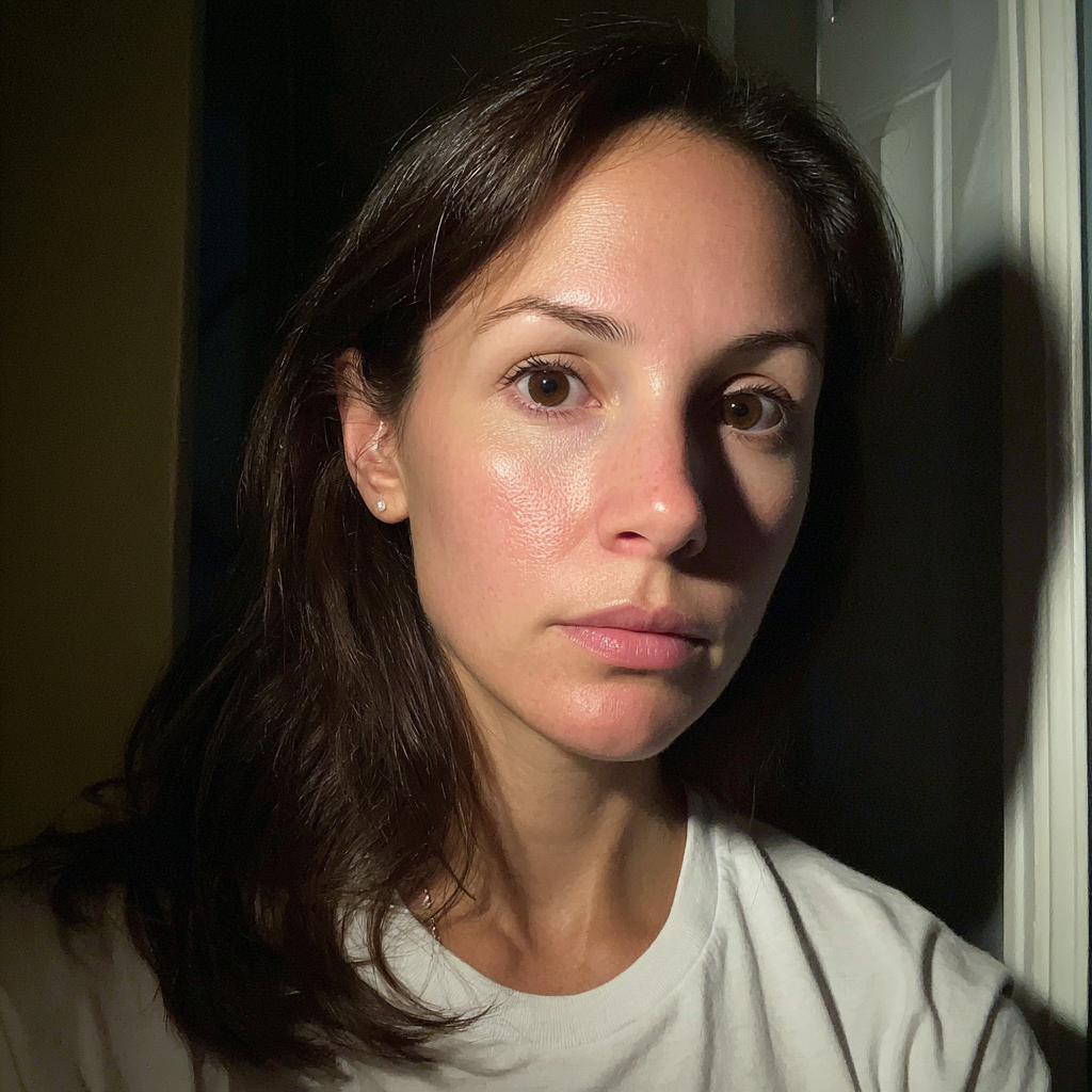 Gros plan d'une femme debout dans un couloir | Source : Midjourney